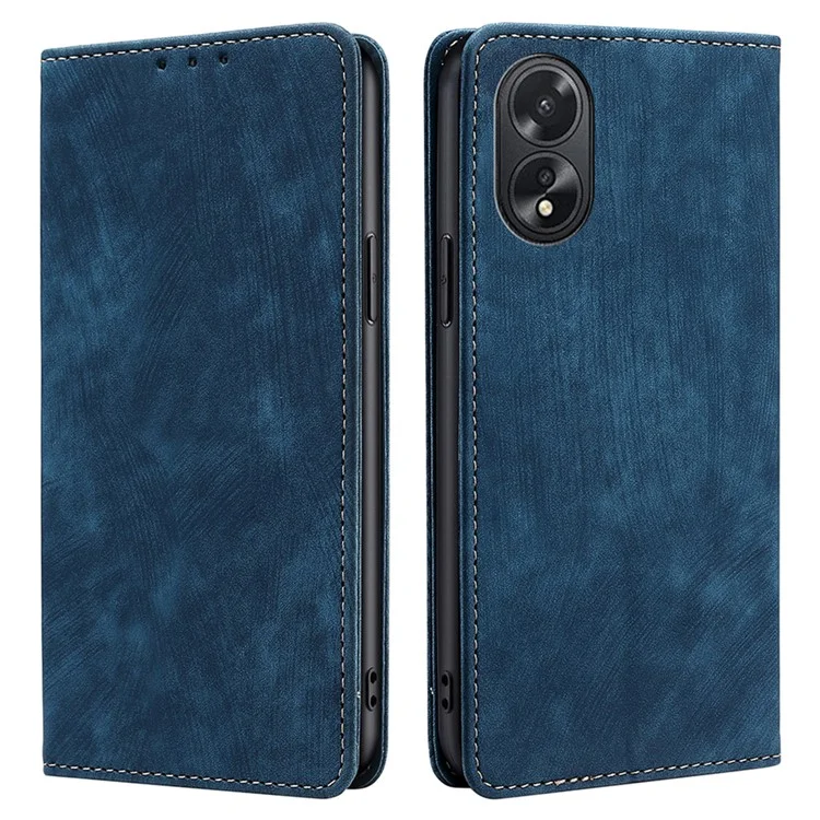 For Oppo A38 4G / A18 4G Case RFID Blocking Magnetic Auto Closing Wallet Cover - Blue