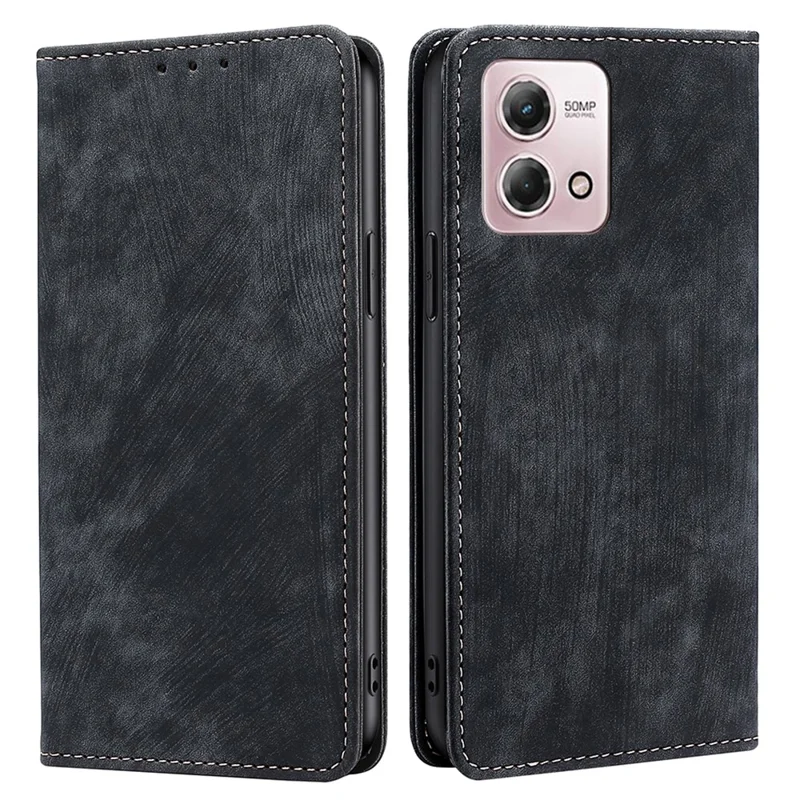 For Motorola Moto G Stylus (2023) Case RFID Blocking PU Leather Flip Phone Cover - Black