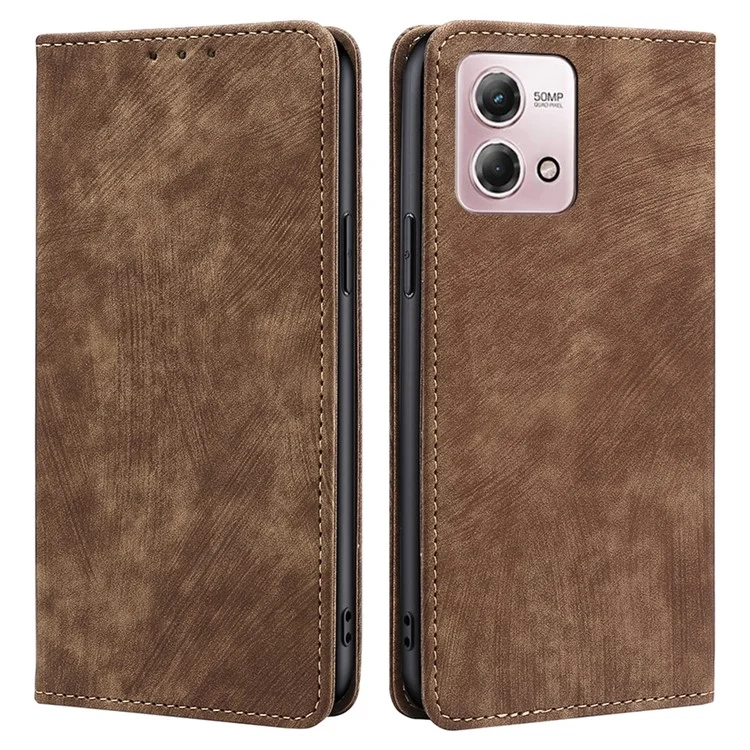 For Motorola Moto G Stylus (2023) Case RFID Blocking PU Leather Flip Phone Cover - Brown