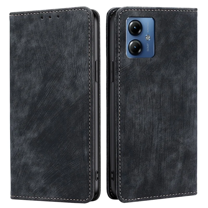 Phone Cover for Motorola Moto G14 4G Case PU Leather RFID Blocking Wallet - Black
