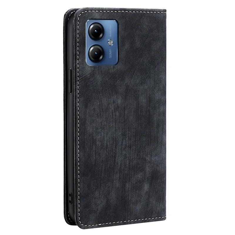 Phone Cover for Motorola Moto G14 4G Case PU Leather RFID Blocking Wallet - Black