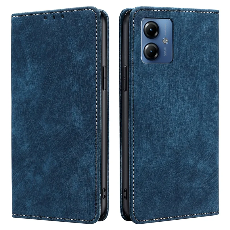 Phone Cover for Motorola Moto G14 4G Case PU Leather RFID Blocking Wallet - Blue