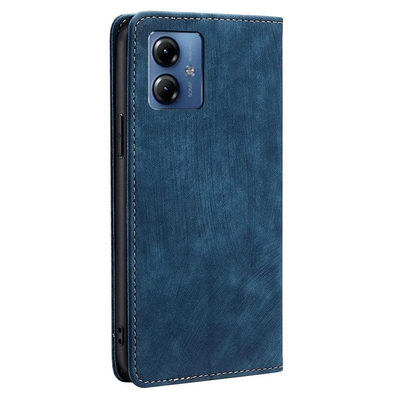 Phone Cover for Motorola Moto G14 4G Case PU Leather RFID Blocking Wallet - Blue