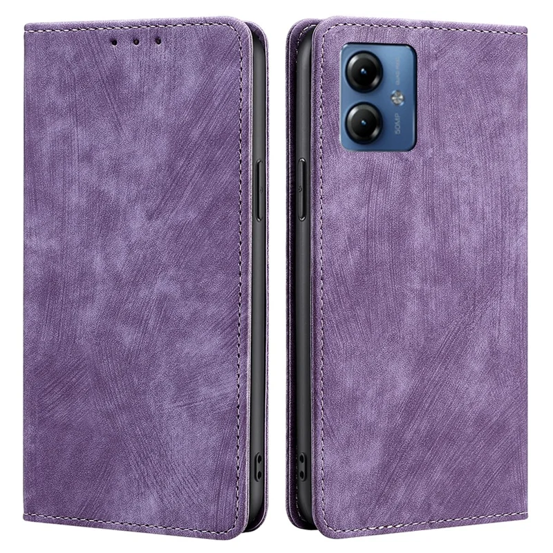 Phone Cover for Motorola Moto G14 4G Case PU Leather RFID Blocking Wallet - Purple