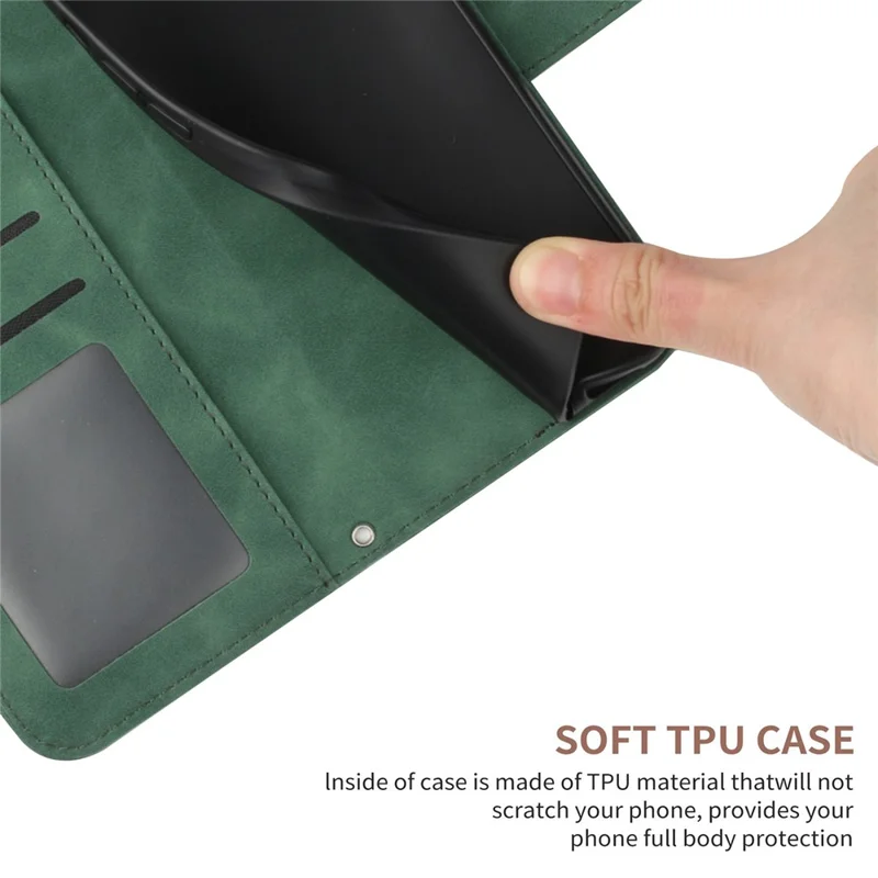 HT04 For Honor X9b 5G / Magic6 Lite 5G Case Imprinted Leather Anti-scratch Phone Cover with Shoulder Strap - Dark Green