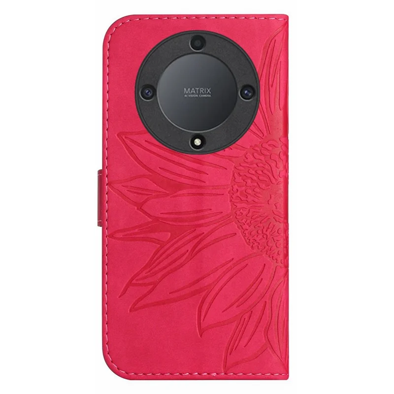 HT04 For Honor X9b 5G / Magic6 Lite 5G Case Imprinted Leather Anti-scratch Phone Cover with Shoulder Strap - Rose