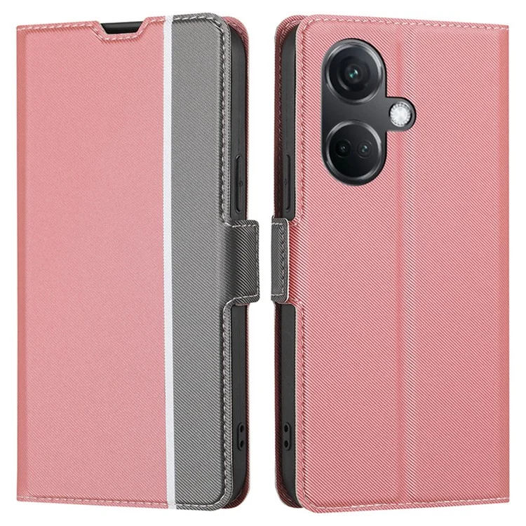 Для OnePlus Nord CE3 5G Кейс PU Leather Twill Texture Magnetic Closure Phone Cover - Розовый