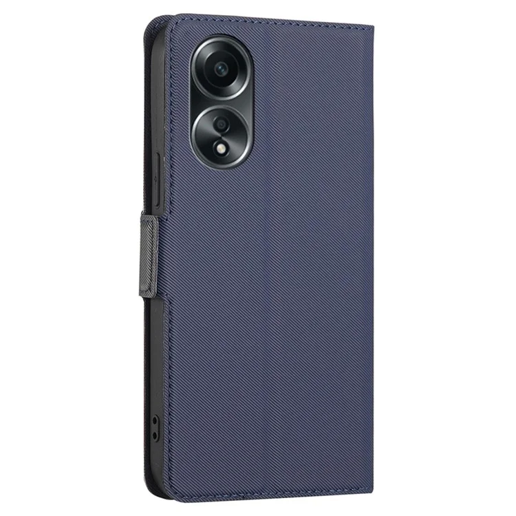 Pour Oppo A58 4G Case PU Leather Twill Texture Flip Stand Phone Cover - Bleu