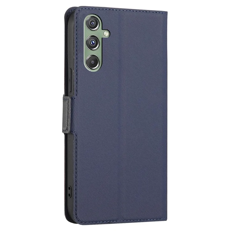 Pour Samsung Galaxy M34 5G / F34 5G Coque Support Anti-Rayures Cuir PU Texture Twill Étui Porte-Carte Coque - Bleu