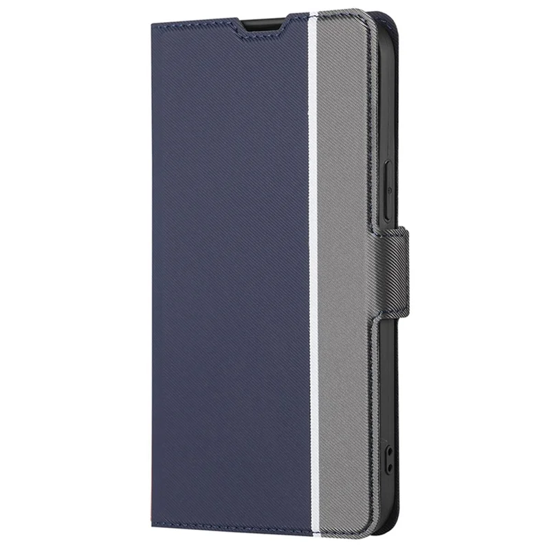 For Oppo A2 Pro 5G Case Twill Texture Phone Cover Stand Anti-Scratch TPU+PU Leather Shell - Blue