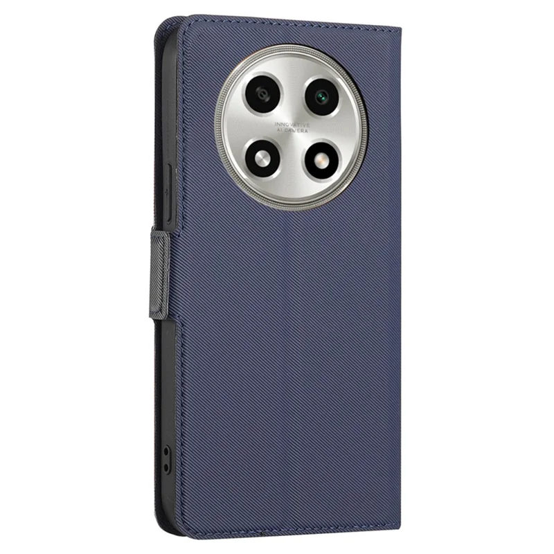 For Oppo A2 Pro 5G Case Twill Texture Phone Cover Stand Anti-Scratch TPU+PU Leather Shell - Blue