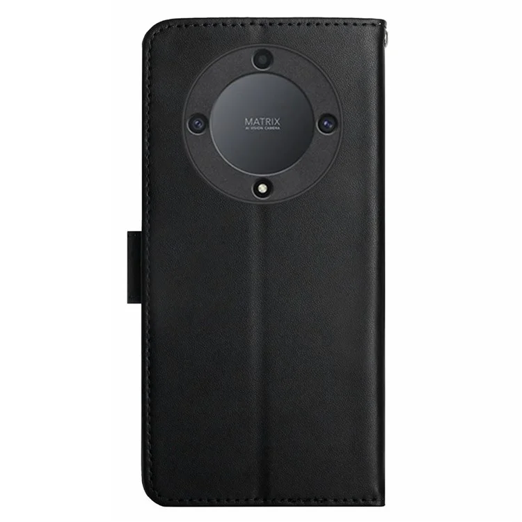 HT02 For Honor X9b 5G / Magic6 Lite 5G Чехол Genuine Cow Leather Folio Phone Cover - Черный