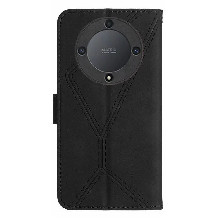 HT05 Per Honor X9b 5G / Magic6 Lite 5G Custodia Impresso Anti-graffio Pelle PU Stand Custodia Telefonica - Nero