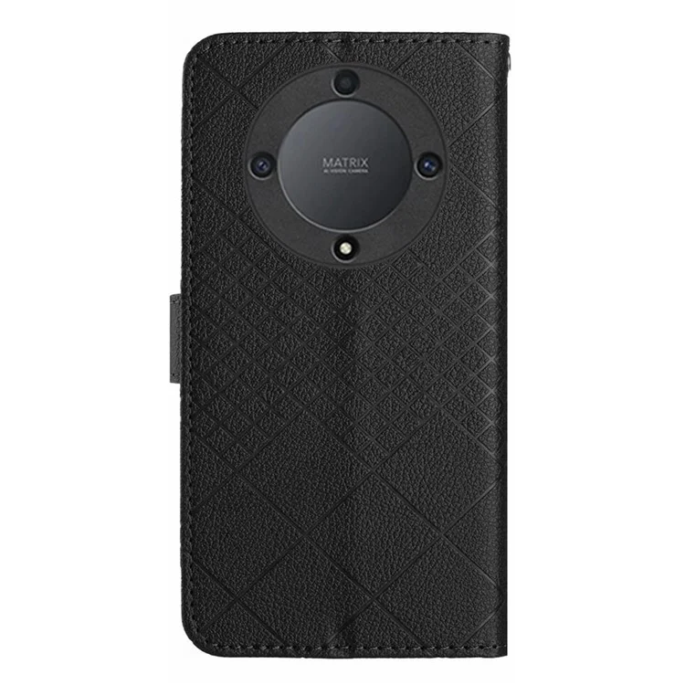 HT06 For Honor X9b 5G / Magic6 Lite 5G Case Litchi Texture Scratch-resistant PU Leather Stand Phone Cover - Black