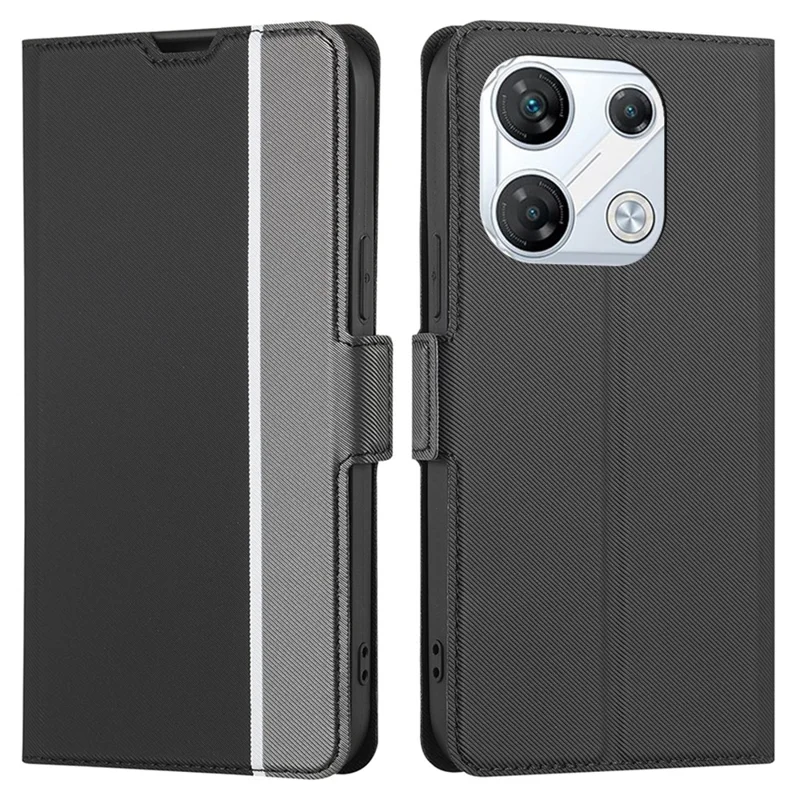 For Infinix GT 10 Pro 5G Case PU Leather Flip Folio Shockproof Cover with Card Holder - Black