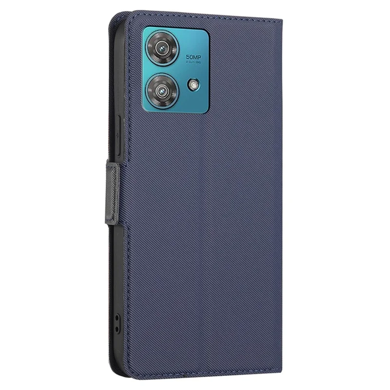 For Motorola Edge 40 Neo 5G Case Twill Texture PU Leather Protective Phone Cover - Blue