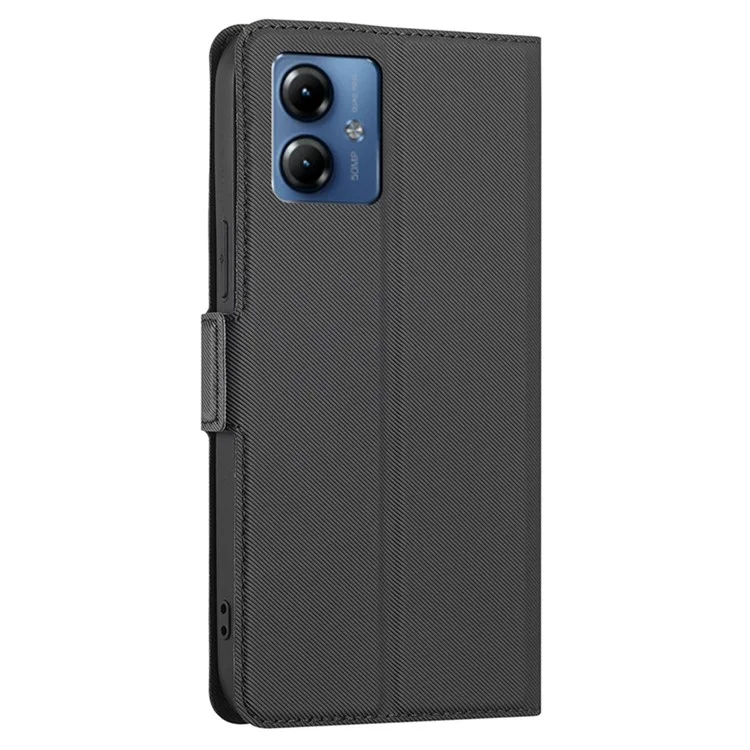 Для Motorola Moto G14 4G Чехол PU Leather Stand Magnetic Protective Phone Cover - Черный