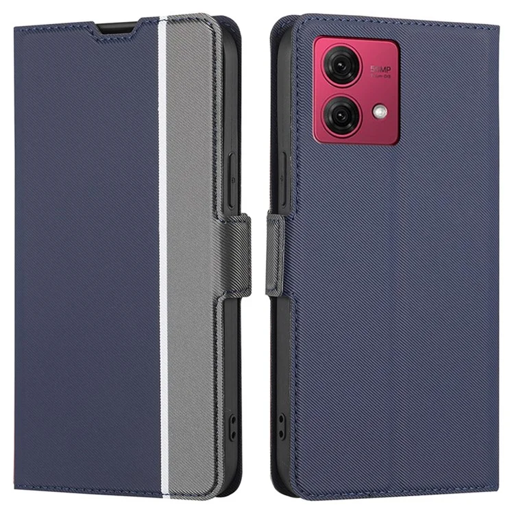 For Motorola Moto G84 5G Case PU Leather Flip Folio Phone Cover - Blue