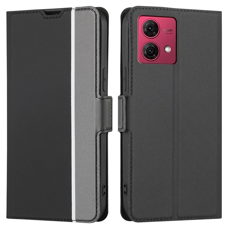 For Motorola Moto G84 5G Case PU Leather Flip Folio Phone Cover - Black