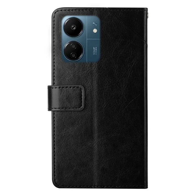 HT01 Para Xiaomi Redmi 13C 4G / 5G / 13R 5G / Poco M6 5G / Poco C65 4G Capa Impressa Resistente a Arranhões de Couro Carteira de Telefone - Preto
