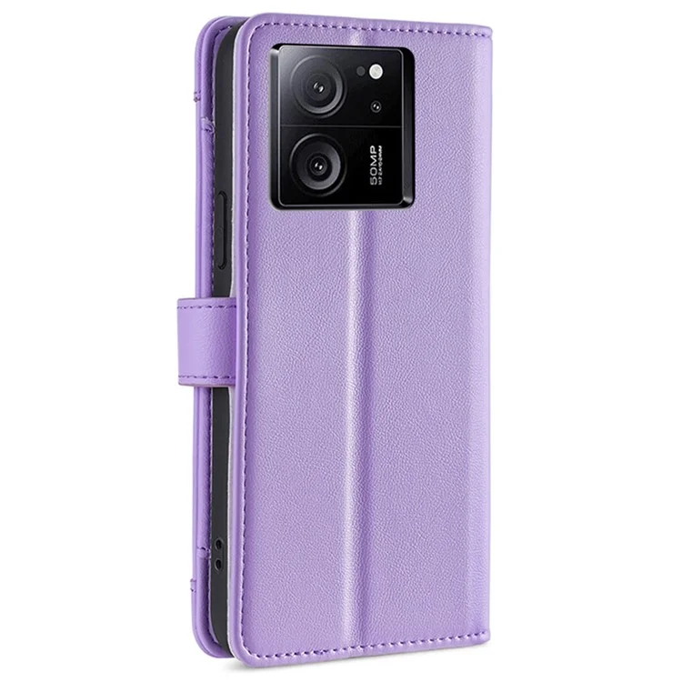 Para Xiaomi Redmi K60 Ultra / 13T / 13T Pro Capa de Couro com Zíper e Carteira, Suporte de Telefone com Alça Longa e Curta - Roxo