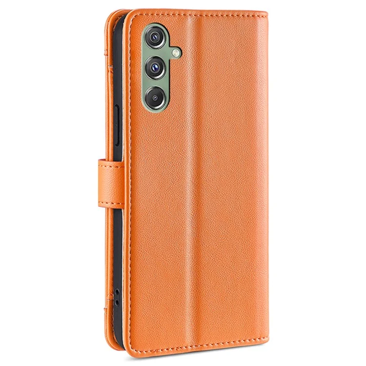 Pour Samsung Galaxy M34 5G / F34 5G Étui Portefeuille Fermeture Éclair Cuir Anti-chute Housse de Téléphone avec 2 Sangles - Orange