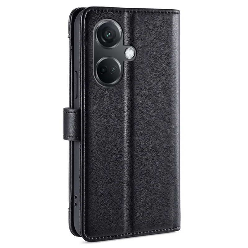 For OnePlus Nord CE3 5G Case PU Leather Wallet Stand Cellphone Cover with 2 Straps - Black