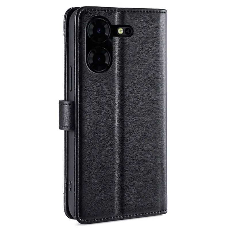 For TECNO Pova 5 Pro 4G Case Zipper Pocket Leather Phone Protection Cover with 2 Straps - Black
