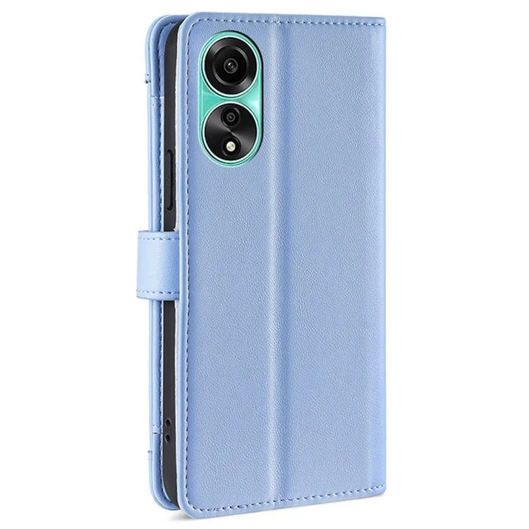 Funda de cuero con cremallera para Oppo A78 4G, con correa para la mano y correa para el hombro - Azul
