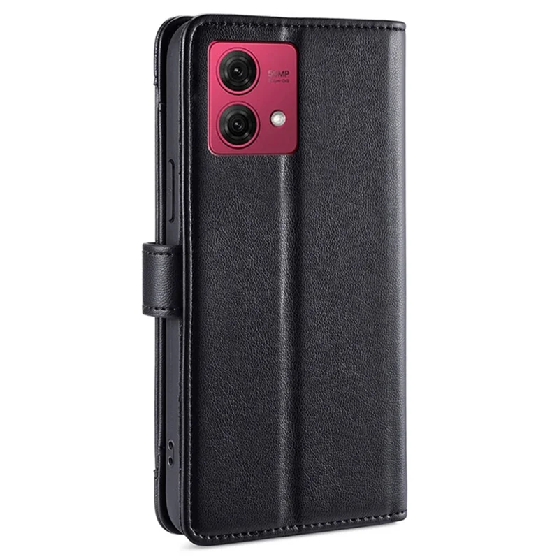 For Motorola Moto G84 5G Case Zipper Wallet Multifunction Phone Cover with 2 Straps - Black