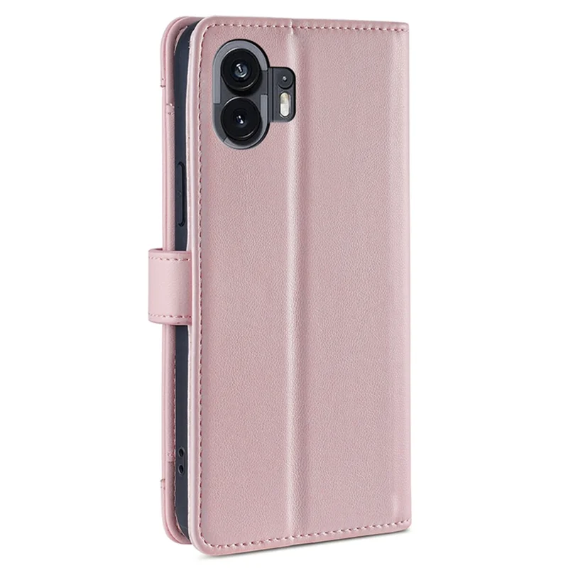 Capa Para Nothing Phone (2) Zipper Pocket Leather Wallet Phone Cover com 2 Alças - Rosa