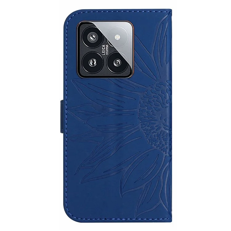 HT04 Чехол для Xiaomi 14 Pro с кожаным покрытием и ремешком - Сапфир