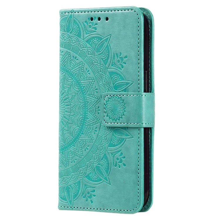 Per Xiaomi 14 Pro Case Mandala Flower Imprinted Leather Phone Wallet Cover with Stand - Menta Verde