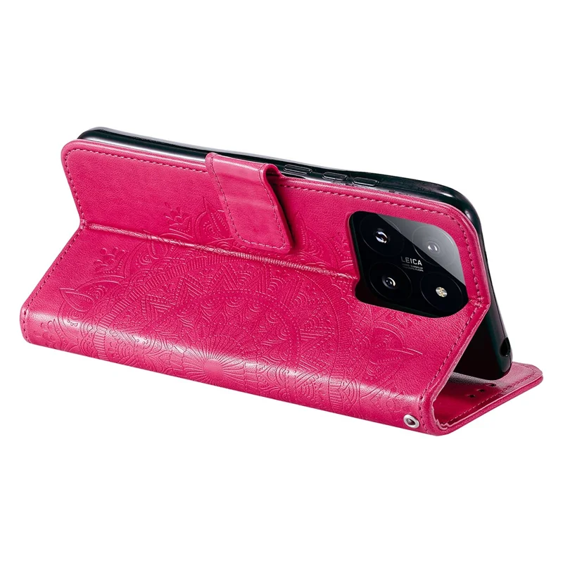 For Xiaomi 14 Pro Case Mandala Flower Imprinted Leather Phone Wallet Cover with Stand - Rose