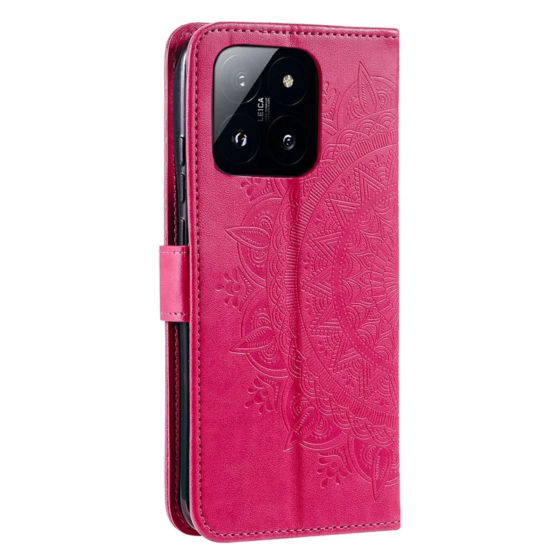 For Xiaomi 14 Pro Case Mandala Flower Imprinted Leather Phone Wallet Cover with Stand - Rose