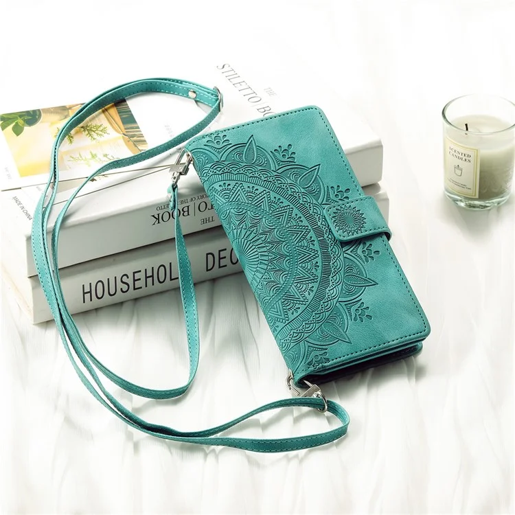 Style 006 For Xiaomi 14 Pro Case Leather Wallet Cover with Hand Strap and Shoulder Strap - Mint Green