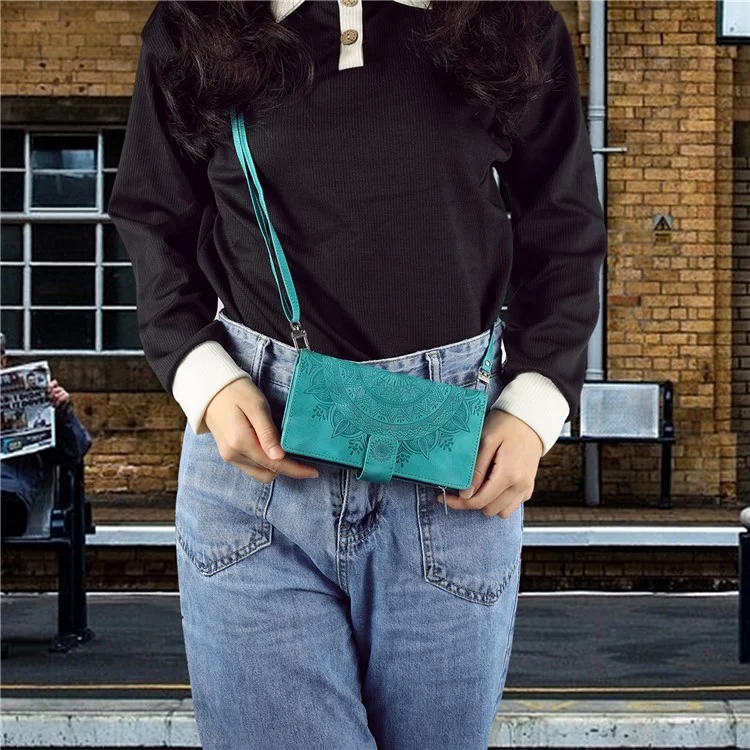 Style 006 For Xiaomi 14 Pro Case Leather Wallet Cover with Hand Strap and Shoulder Strap - Mint Green