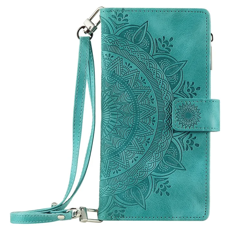 Style 006 For Xiaomi 14 Pro Case Leather Wallet Cover with Hand Strap and Shoulder Strap - Mint Green