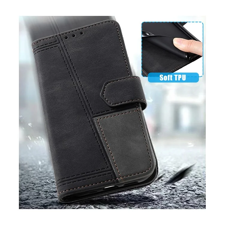 TTUDRCH Estilo 004 para Xiaomi 14 Pro Estuche RFID Blocking Wallet Stand Phone Cover - Negro