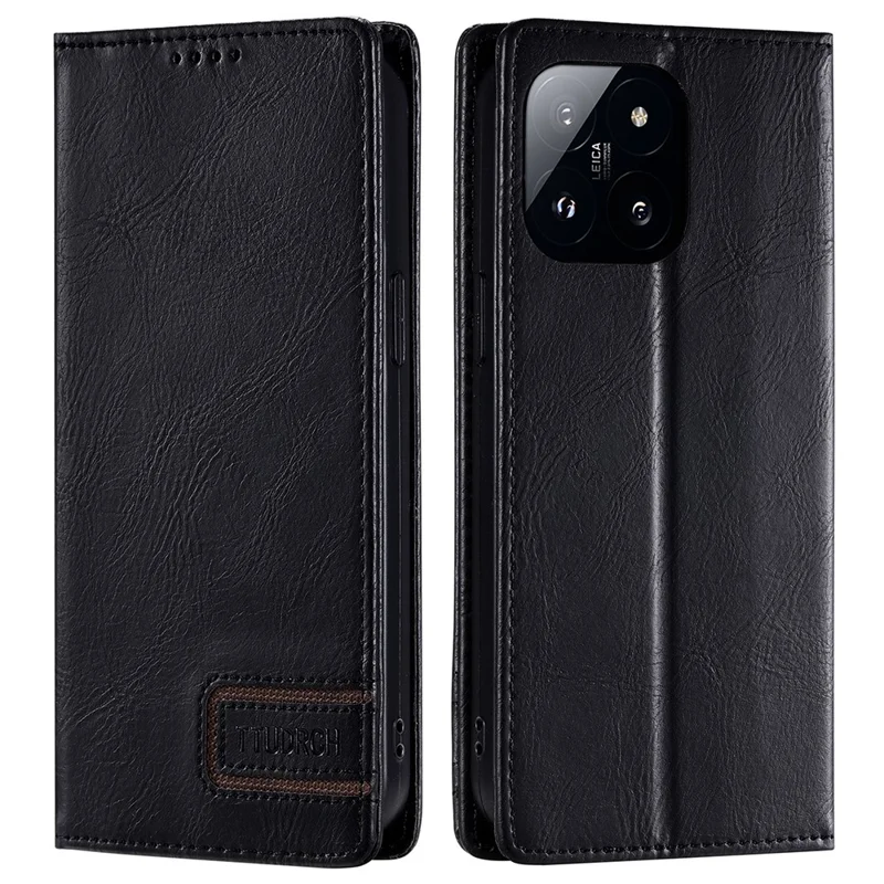 TTUDRCH Style 007 Per Xiaomi 14 Pro Case RFID Blocking Leather Wallet Phone Cover - Nero