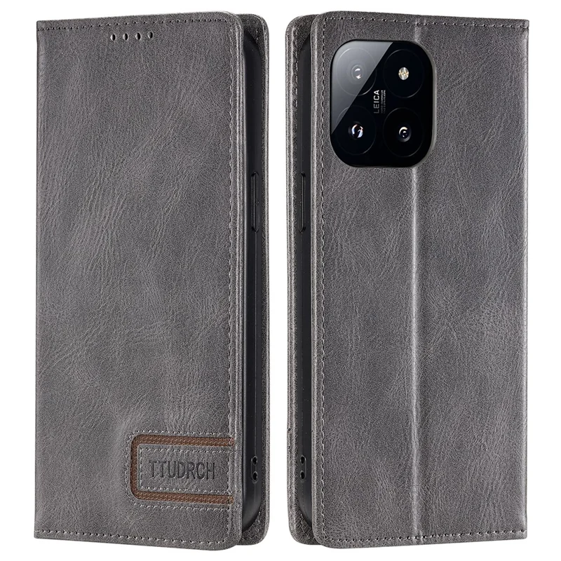 TTUDRCH Style 007 For Xiaomi 14 Case Magnetic Auto Closing Leather Phone Cover - Grey