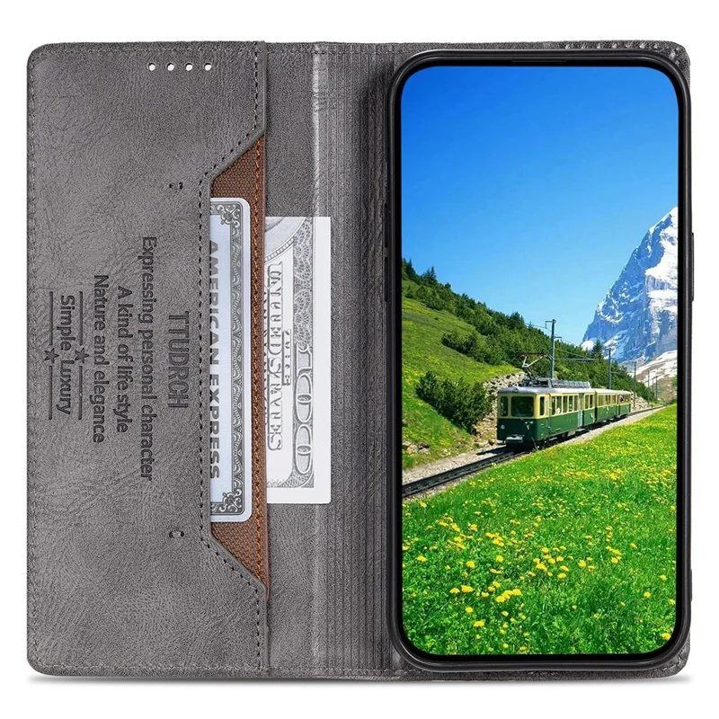 TTUDRCH Style 007 For Xiaomi 14 Case Magnetic Auto Closing Leather Phone Cover - Grey