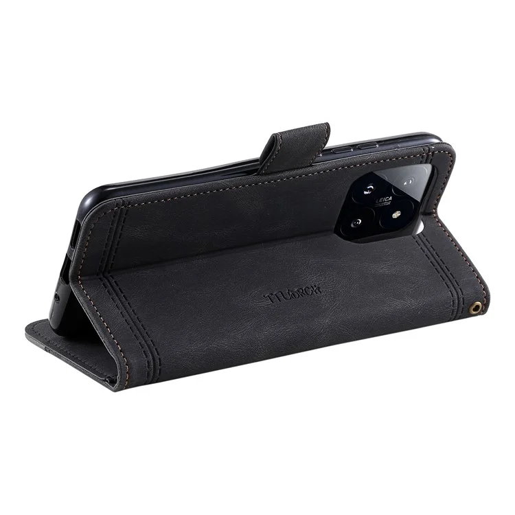 TTUDRCH Style 004 pour Xiaomi 14 Étui de protection RFID Splicing Leather Cover - Noir