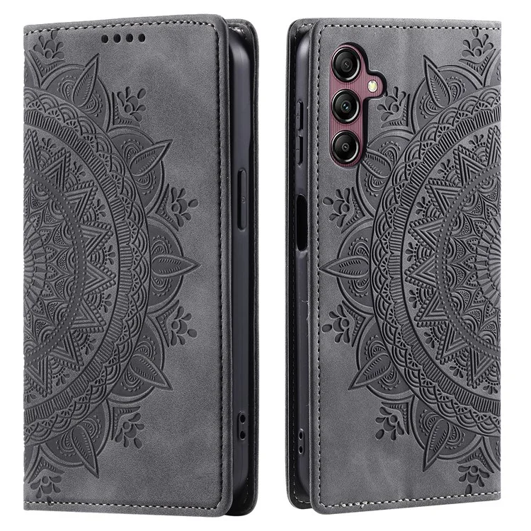 For Samsung Galaxy A14 4G / 5G Case Leather Phone Cover with Wallet Stand - Grey