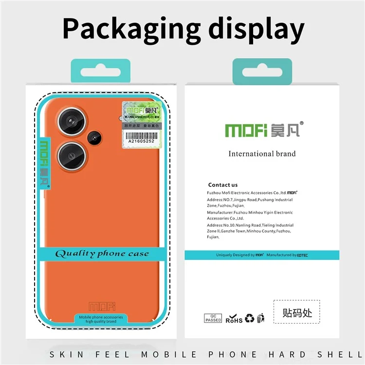 MOFI Serie JK Qin para Xiaomi Redmi Note 13 Pro+ 5G Carcasa Mate TPU+Acrílico Tapa Trasera del Teléfono - Naranja 
