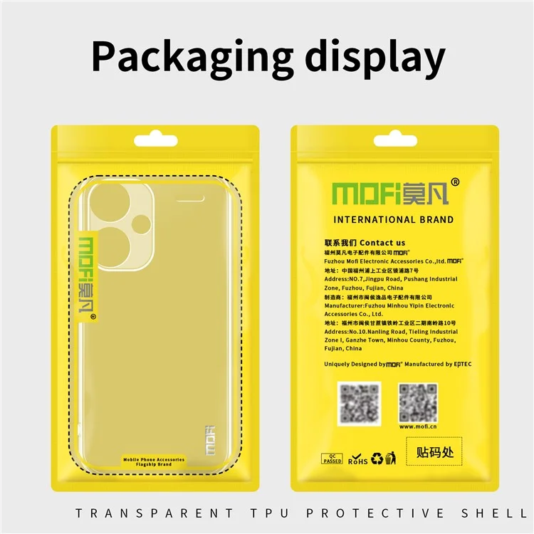 MOFI For Xiaomi Redmi Note 13 Pro+ Case HD Clear Phone Shell Slim-Fit TPU Cover