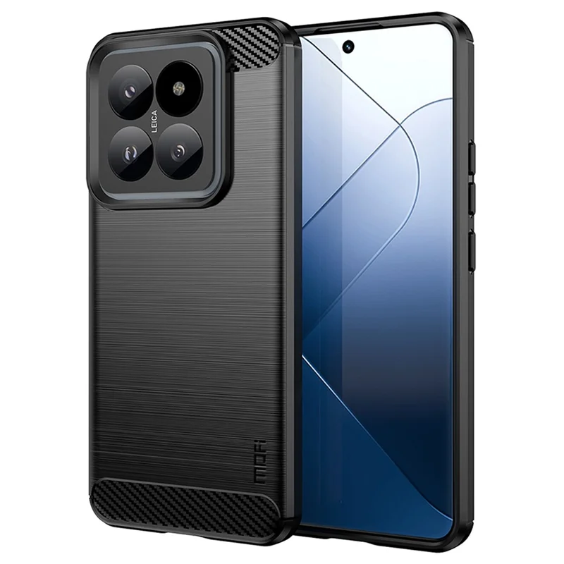MOFI JK TPU Series-1 For Xiaomi 14 Case Carbon Fiber Texture Brushed Phone Cover - Black