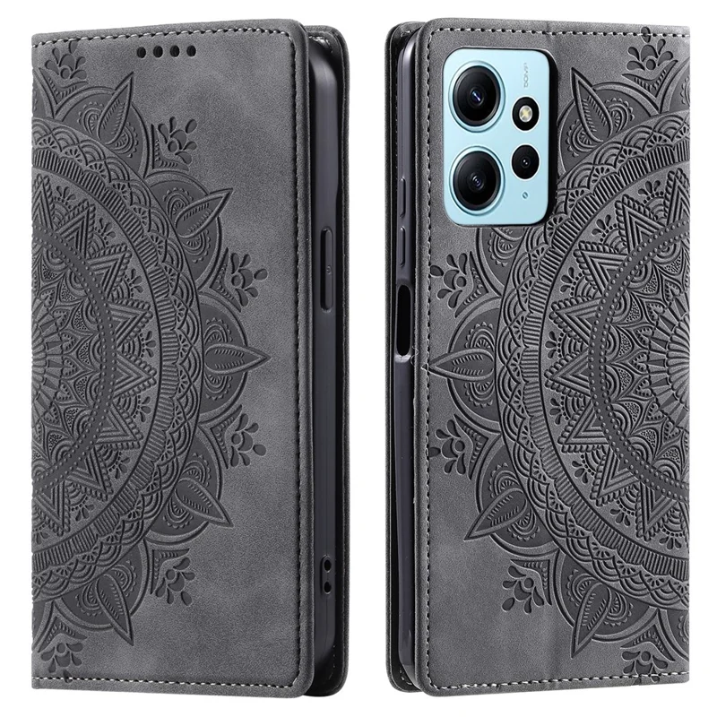 For Xiaomi Redmi Note 12 4G Case Wallet Stand Phone Leather Cover - Grey