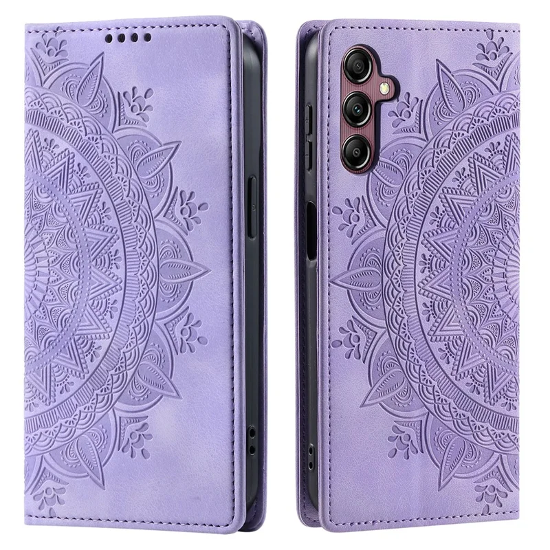 For Samsung Galaxy A24 4G (162.1 x 77.6 x 8.3mm) Case Magnetic Auto Closing Phone Wallet Cover - Purple