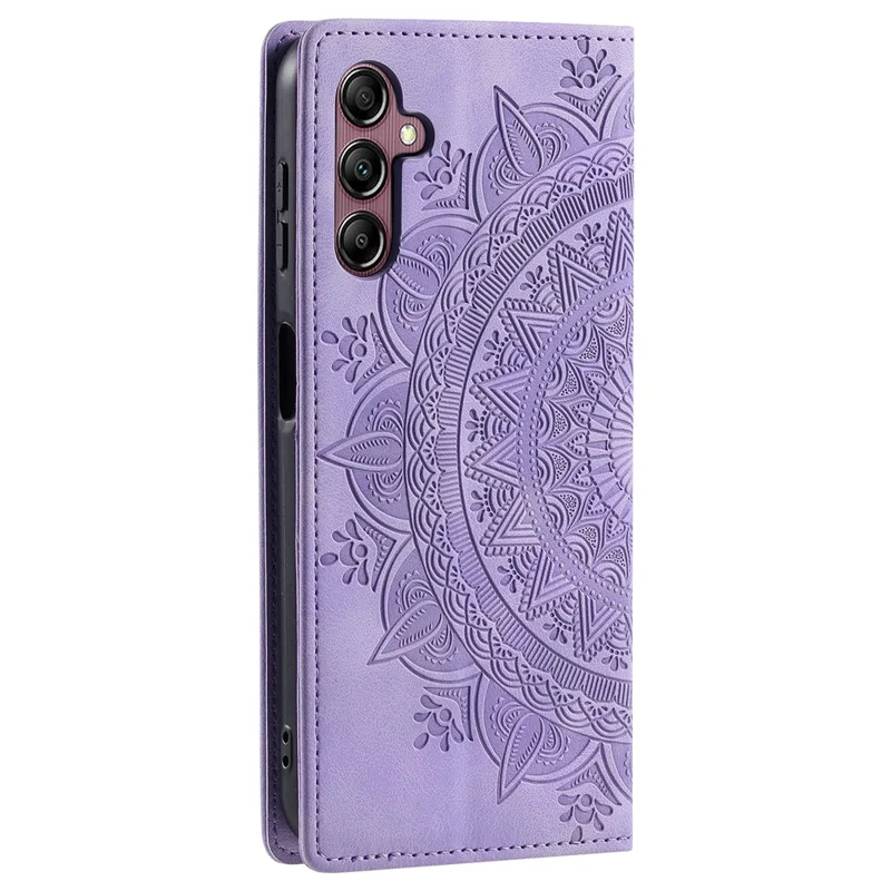 For Samsung Galaxy A24 4G (162.1 x 77.6 x 8.3mm) Case Magnetic Auto Closing Phone Wallet Cover - Purple
